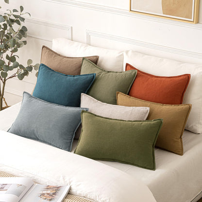 MIULEE Decorative Linen Euro Sham Pillow Covers 26x26 Cream White Boho Farmhouse Neutral Couch Throw Pillows for Bed Pack of 2 Accent Modern Pillowcase Sofa Livingroom Home Decor