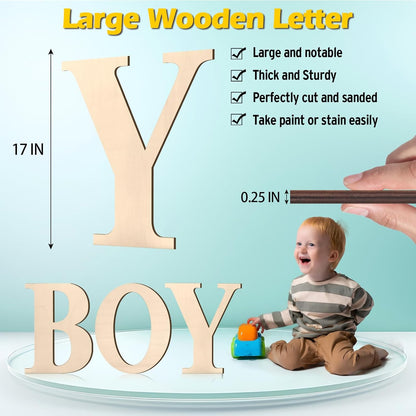17 inch Large Wooden Sign & for Wall Decor, Big Wood Symbol &, Giant Paintable Blank Wooden Shapes for Crafts, Unfinished Wood Cutouts for Birthday Party, Rustic Wedding, Christmas Decor, Baby Shower