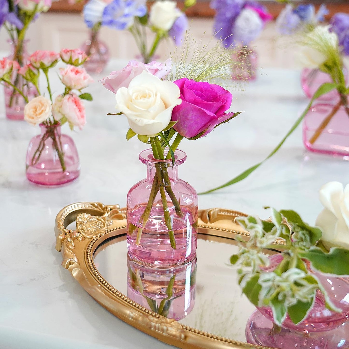 Bud Vases Set of 12, Clear Glass Bud Vase in Bulk, Small Vases for Centerpiece Mini Modern Flower Vase Transparent, Wedding Party Table Home Decor