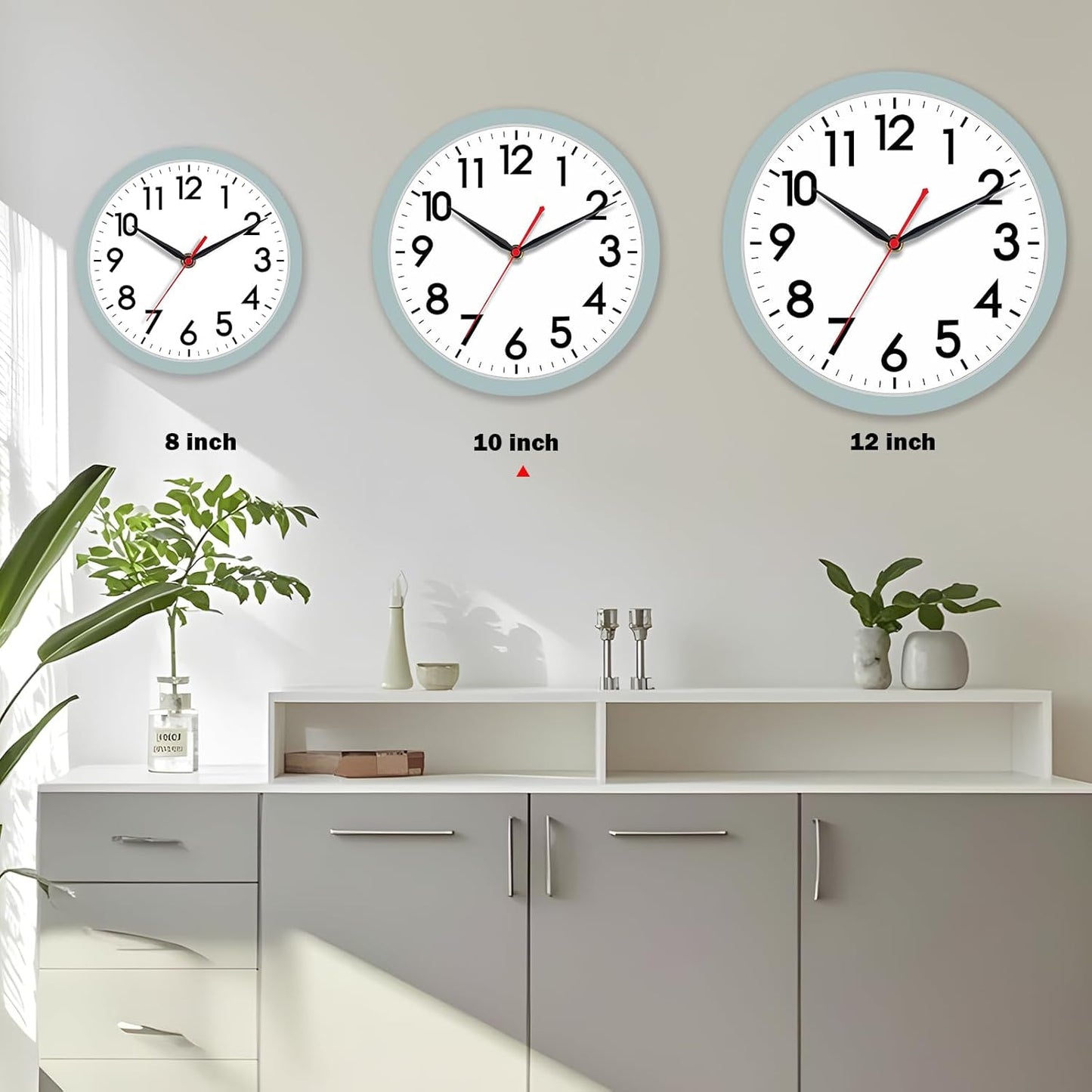 AKCISOT Wall Clock, Modern Small Wall Clocks Battery Operated 8 Inch, Silent Non-Ticking Analog Classic for Office, Home, Bathroom, Kitchen, Bedroom, School(Black)