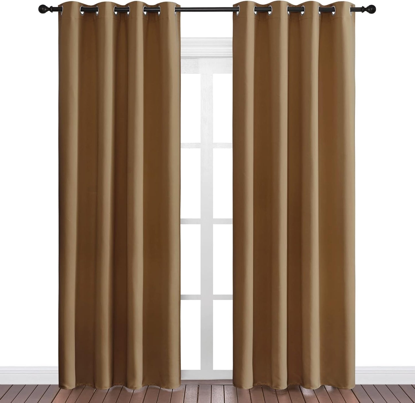 NICETOWN Halloween Pitch Black Solid Thermal Insulated Grommet Blackout Curtains/Drapes for Bedroom Window (2 Panels, 42 inches Wide by 63 inches Long, Black) - Colors A