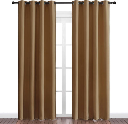 NICETOWN Halloween Pitch Black Solid Thermal Insulated Grommet Blackout Curtains/Drapes for Bedroom Window (2 Panels, 42 inches Wide by 63 inches Long, Black) - Colors A