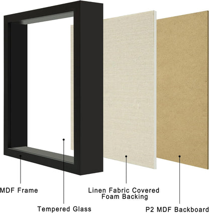 12x16 Large Shadow Box Picture Frame Display Case with Soft Linen Back, White Wooden Memory Shadow Box Frame with Tempered Glass Cover for Wall Display