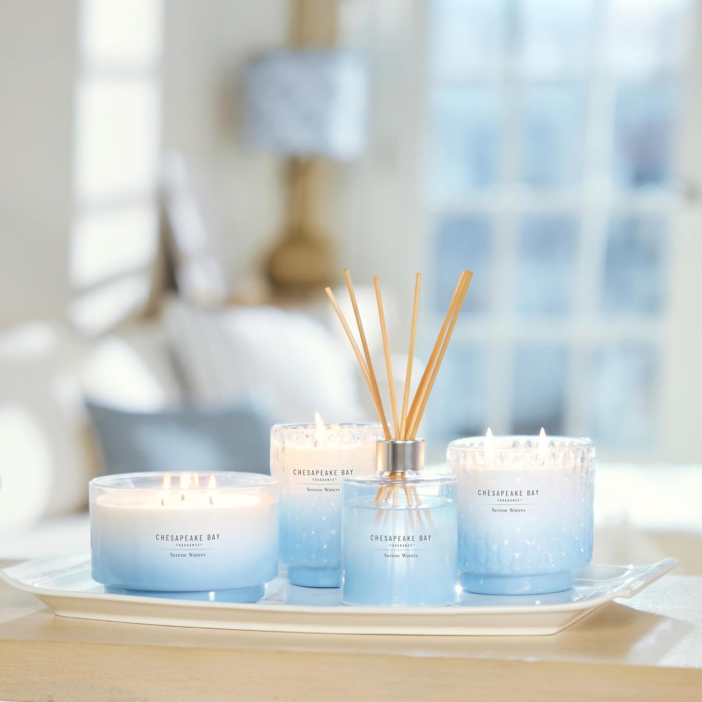 Chesapeake Bay, 11oz Marine Drift Scented Candle, Mood Evoking Fragrance, Textured Sea Glass-Inspired Jar, Premium Soy Blend Wax with Essential Oils, Coastal Fragrance for Home Décor or Gifting