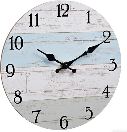 KECYET Wall Clock Battery Operated 8 Inch Silent Non Ticking Coastal Design Country Rustic Retro Decorative for Bathroom Kitchen Living Room Bedroom
