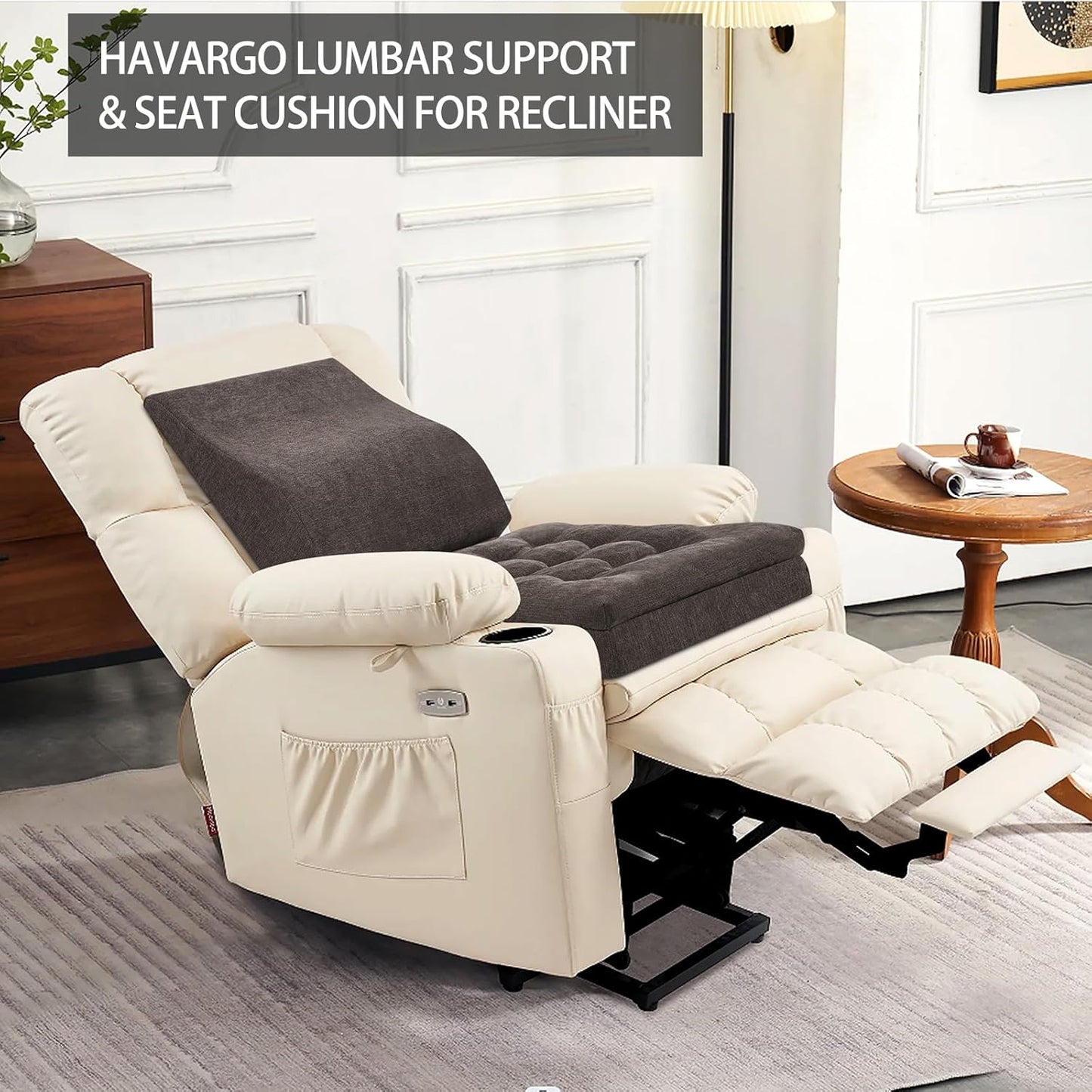 Recliner Cushions for Elderly, 20x20x5 Inch Thick Chair Cushion Patent Design Soft Tufted Dual Layer Booster Seat Cushions for Seniors Recliner Risers Taupe 1P