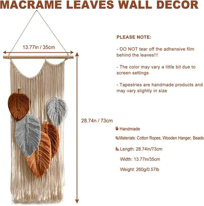 Artilady Macrame Wall Hanging -Handmade Sage Green Leaf Wall Tapestry,Boho Decorations for Bedroom Living Room Bathroom,Earthy Room Decor,Wedding Birthday for Women Girls