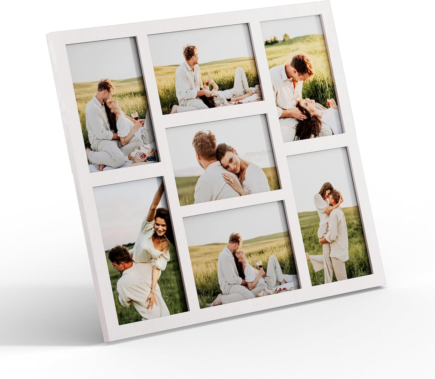 YESKAY 4x6 Picture Frame Collage for Wall Decor, Multiple Photo Collage Frames with Tempered Glass, 7-Opening for 4 x 6 Picture Frames, Rustic Brown, 1 Pack