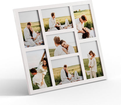 YESKAY 4x6 Picture Frame Collage for Wall Decor, Multiple Photo Collage Frames with Tempered Glass, 7-Opening for 4 x 6 Picture Frames, Rustic Brown, 1 Pack