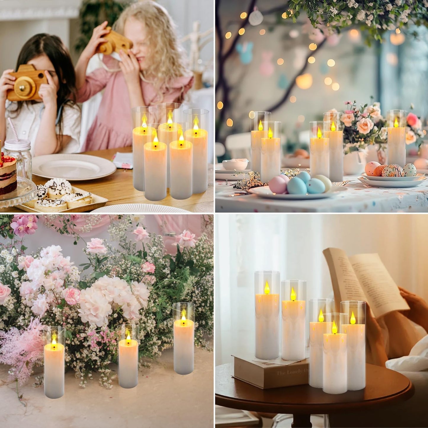 48- Pack of 3 Sizes of LED Flameless Candles.This Candle is Suitable for café, Fancy Restaurant, Bookstore and Other Scenes to Create a Relaxing and Romantic Atmosphere.