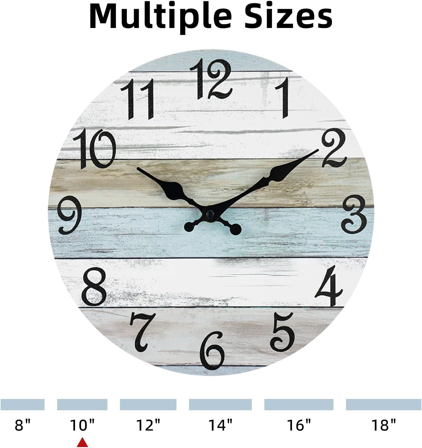 CHYLIN Wall Clock, Silent Non Ticking Battery Operated, Rustic Coastal Country Clock Decorative for Bathroom Kitchen Bedroom 8