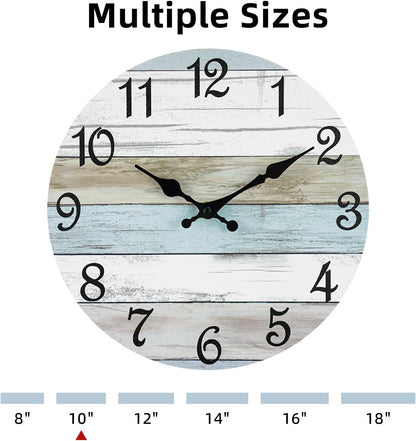 CHYLIN Wall Clock, Silent Non Ticking Battery Operated, Rustic Coastal Country Clock Decorative for Bathroom Kitchen Bedroom 8