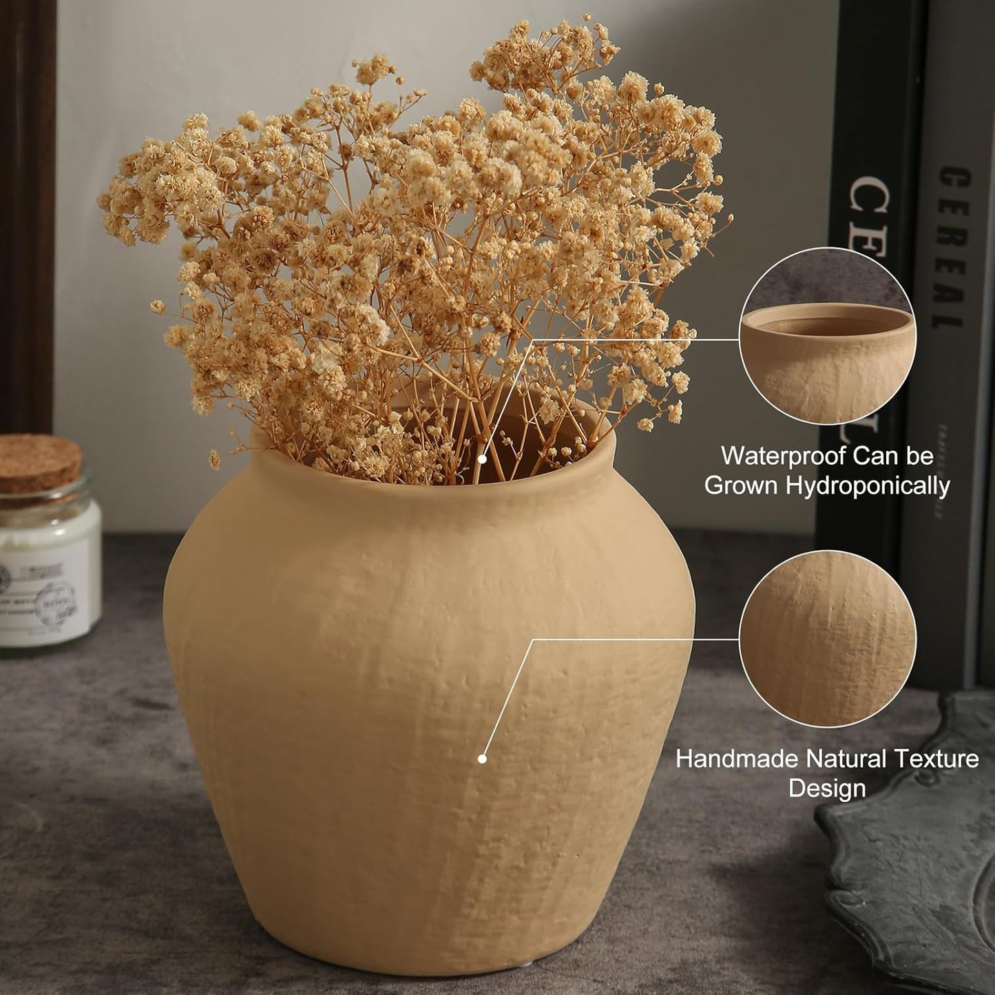 Rustic Vases for Home Decor. Ceramic Vase for Dining Table Decor. Terracotta Decorative Vase 6.1IN. ZSHLXM