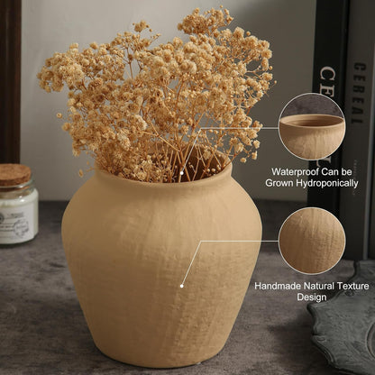 Rustic Vases for Home Decor. Ceramic Vase for Dining Table Decor. Terracotta Decorative Vase 6.1IN. ZSHLXM