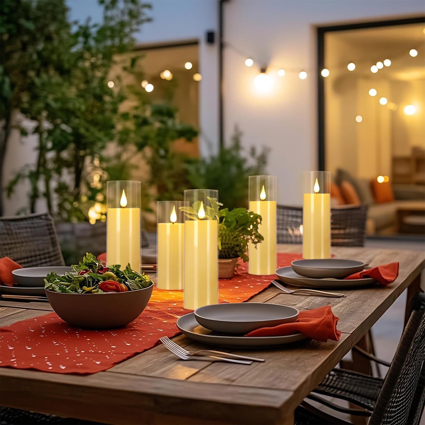 48- Pack of 3 Sizes of LED Flameless Candles.This Candle is Suitable for café, Fancy Restaurant, Bookstore and Other Scenes to Create a Relaxing and Romantic Atmosphere.