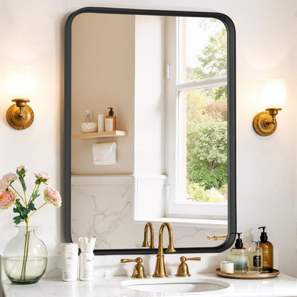Round Wall Mirror 30 Inch Gold Vanity Mirror with Metal Frame, Modern Circle for Bathroom, Entryway, Bedroom, Living Room, Wall Mounted Decorative Mirrors