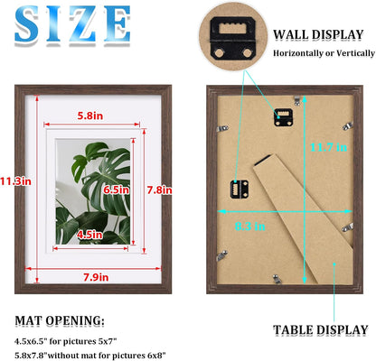 Egofine 8x10 Picture Frames Set of 4, Made of Solid Wood Covered by Plexiglass 4x6 and 5x7 with Mat or 8x10 without Mat, for Table Top Display and Wall Mounting Photo Frame Black