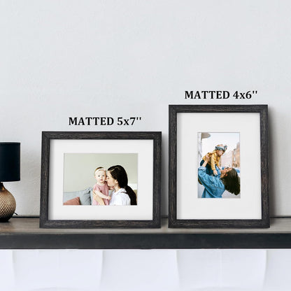 Egofine 12x16 Picture Frame Black, Covered by Plexiglass Made of Solid Wood, Display Pictures 9x12 and 11x14 with Mat or 12x16 Without Mat, for Wall Mounting Photo Frame - Colors A