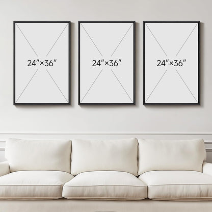 Large Framed Black and White Abstract Wall Art for Living Room, 3 Piece Big Modern Canvas Prints Paintings Artwork for Walls, Minimalist Abstract Art Pictures for Hallway, Office Wall Decor 24x36 In