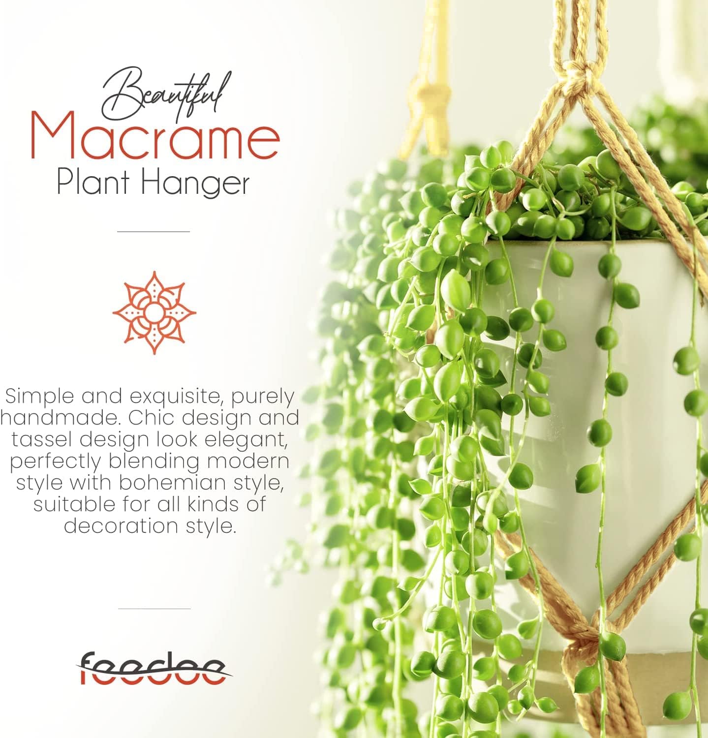feedee Macrame Plant Hangers Indoor Macrame Hanging Planters for Indoor Plants, 6 Pack Hanging Plant Holders Indoor Hanging, Macromay Plant Hangers for Indoor Plant Hanger, Outdoor Flower Pots Holder