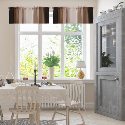 Emvency 2 Pack Dark Grey Valances Window Treatments, Gray Striped Abstract Blackout Drapes Adjustable Curtain for Windows Living Room Kitchen Over Sink, 52x18 Inch Rod Pocket Valances