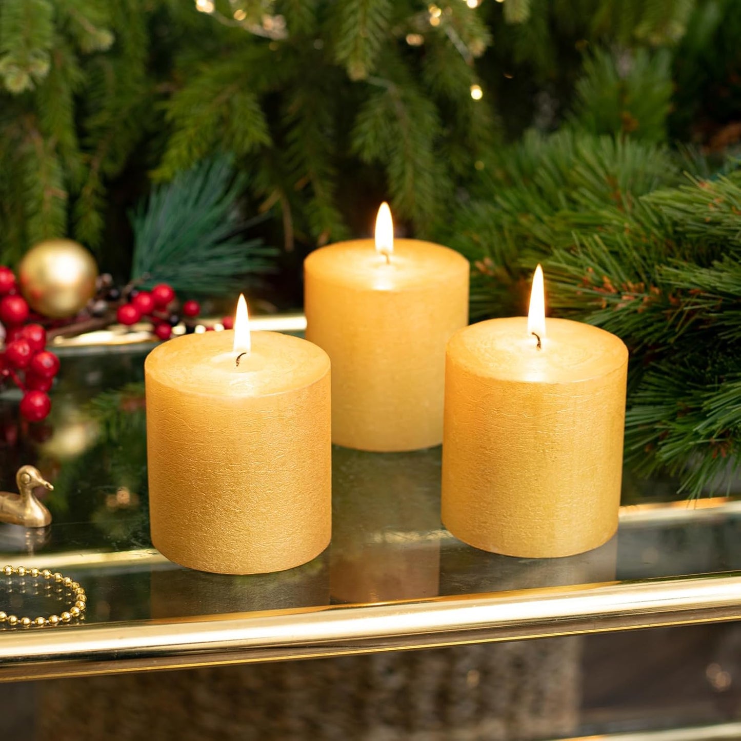 CANDWAX 3x4 inch Pillar Candles Set of 3 – Unscented Dripless Rustic Dark Blue Candles for Room Decor, Weddings, Centerpieces