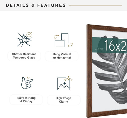 MCS Studio Gallery 16x24 Poster Frame Black Woodgrain Engineered Wood, Vertical & Horizontal Wall Hanging Large Picture Frame for Photos, Posters & Art Prints (1-Pack)