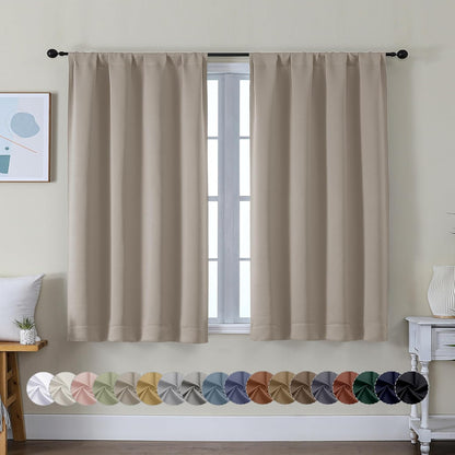 Simplebrand Ava Sage Green Blackout Curtains for Bedroom 63 Inch Length 2 Panels Set, Solid Thermal Insulated Energy Saving Rod Pocket Window Treatment Curtains Blackout Drapes, W40 x L63 Inch, Sage - Colors C