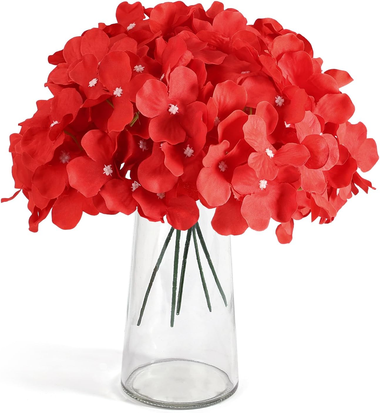 Auihiay 64 PCS Artificial Hydrangea Flowers, Silk Hydrangea Full Flowers Heads with Stems for Wedding Centerpieces, Home, Garden, Baby Shower, Party Decoration (Ivory)