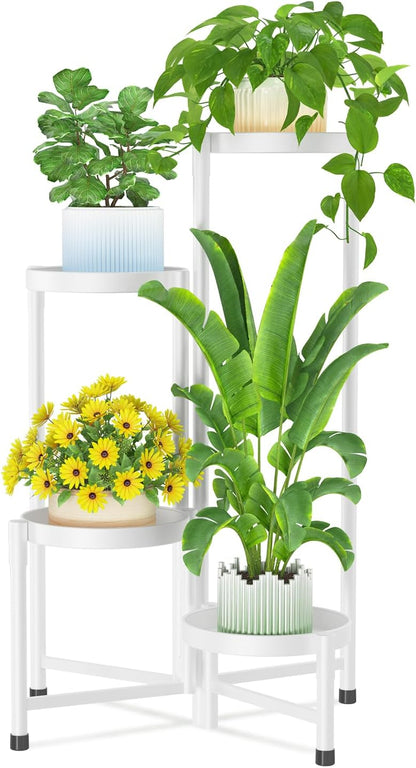 iDavosic.ly Plant Stand Indoor Outdoor, 5 Tier Corner Metal Flower Display Holder Shelf, Folding Tall Orchid Rack for Patio Balcony Porch Garden Living Room House, Black