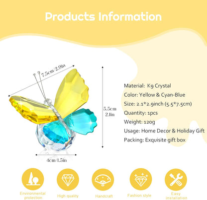 H&D HYALINE & DORA Crystal Cut Butterfly Animal Ornament Decoration for Office Table Home Bedroom