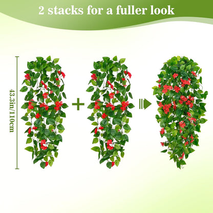 BLEUM CADE Fake Hanging Plants, 2pcs Artificial Pothos Vines Greenery for Wall Home Living Room Office Indoor Outdoor Decor (No Baskets)