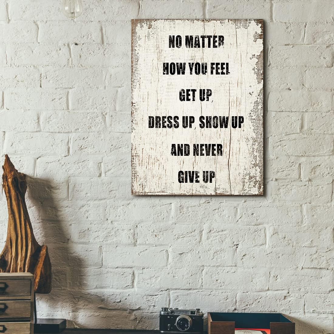 Quotes Wall Decor Enjoy the Little Things Sign Family Wall Signs Canvas Prints Rustic Wooden Wall Art Wood Pictures for Living Room Bedroom Office Home Decor, 6 X 17 Inch Framed