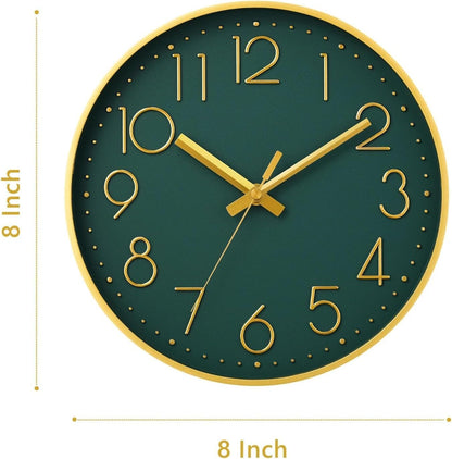 DAXSMY Wall Clock - 8 Inch Silent Non-Ticking Modern 3D Wall Clocks Battery Operated - Decorative Clock for Kitchen, Home Office, Bathroom, Bedroom(Rose Gold)