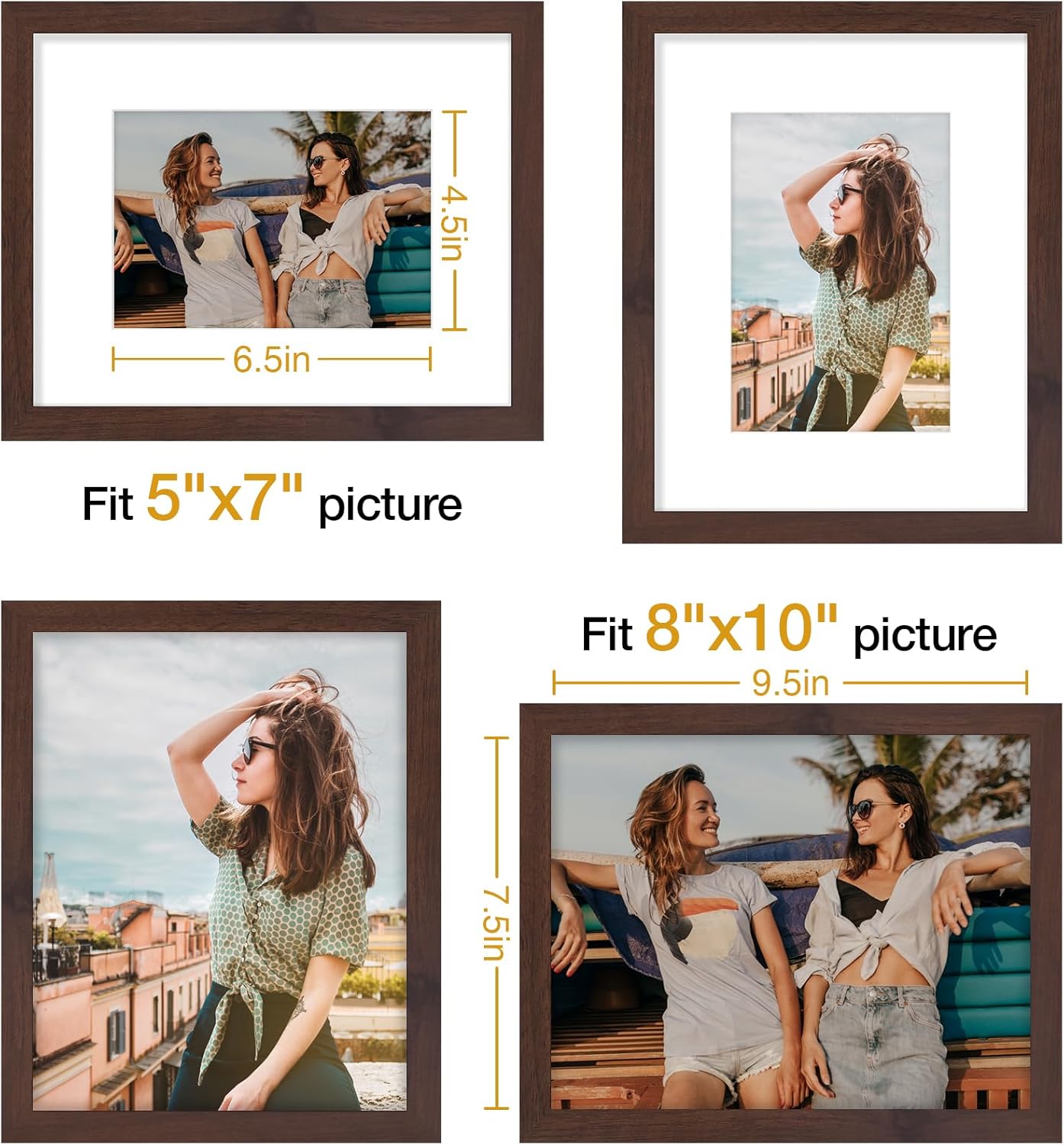 Vittanly 11x14 Picture Frame, Display Pictures 8x10 with Mat or 11x14 without Mat, Photo Frame for Wall Mounting, Black, 1 Pack - Colors B