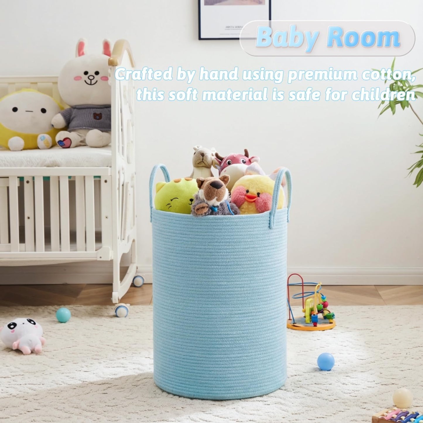 Artfeel Laundry Basket,Woven Cotton Rope Laundry Hamper,60L for Decor Storage of Dirty Clothes,Toys and Blankets in Bathroom,Baby Room and Living Room