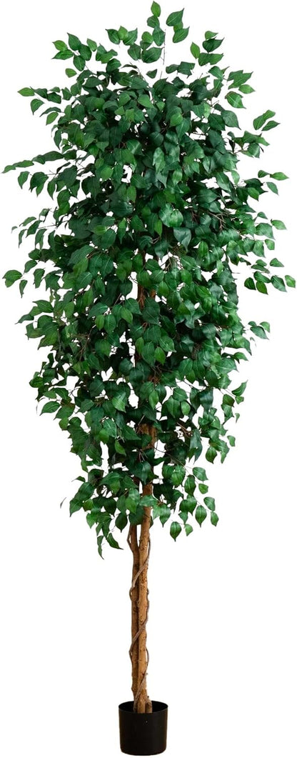 Nearly Natural 4ft Triple Trunk Ficus Silk Tree with Natural Wood Trunks and Dense Foliage, Mid-Size Faux Floor Plant for Home and Office