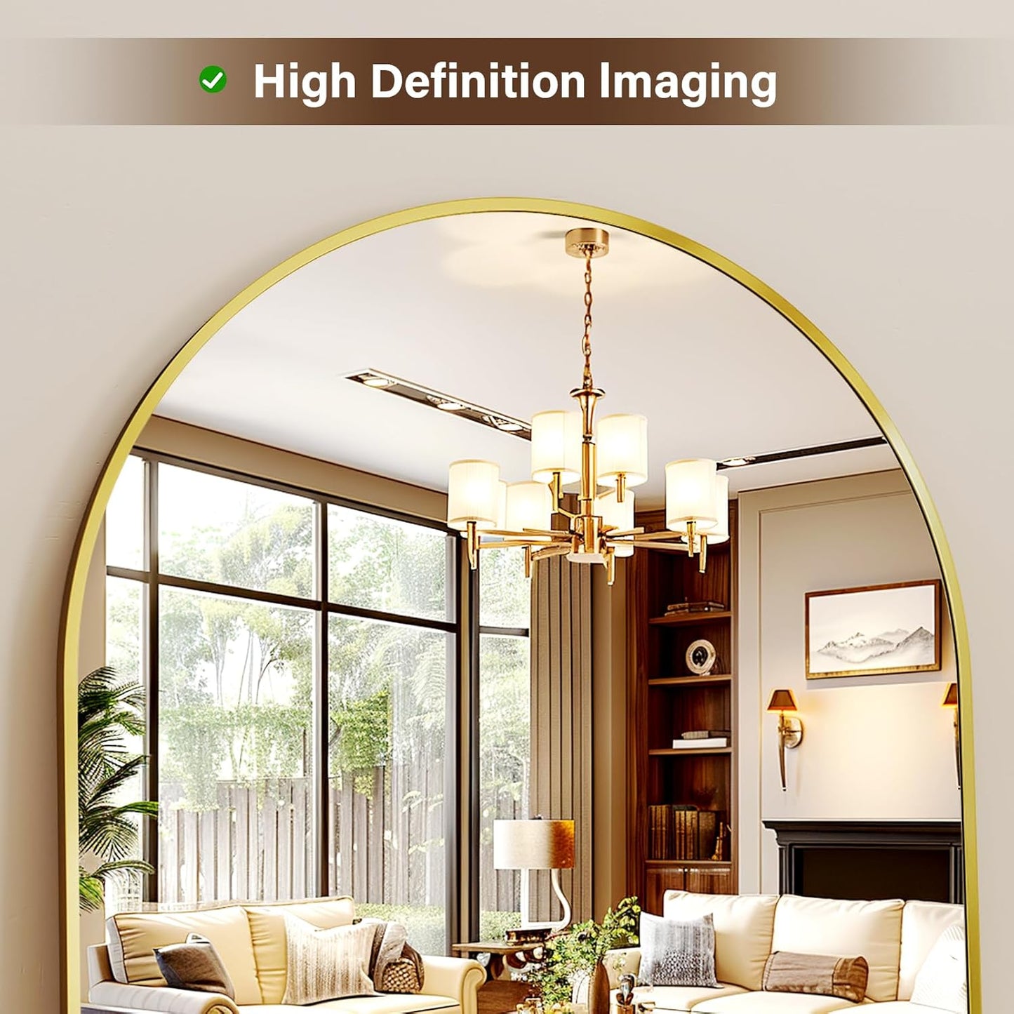 XRAMFY 56"x21" Arched Full Length Mirror Floor Mirrors with Aluminum Alloy Frame Free-Standing Wall Mounted Floor Mirrors or Large Dressing Mirror, Black Mirror Full Length