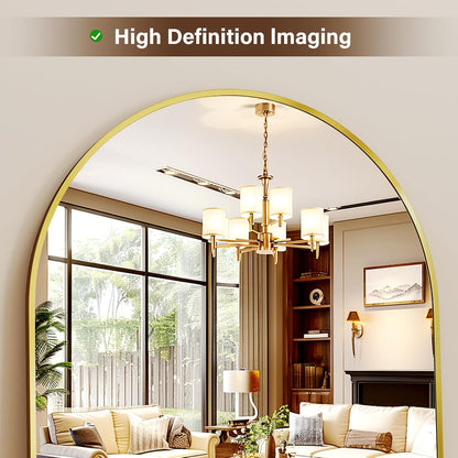 XRAMFY 56"x21" Arched Full Length Mirror Floor Mirrors with Aluminum Alloy Frame Free-Standing Wall Mounted Floor Mirrors or Large Dressing Mirror, Black Mirror Full Length