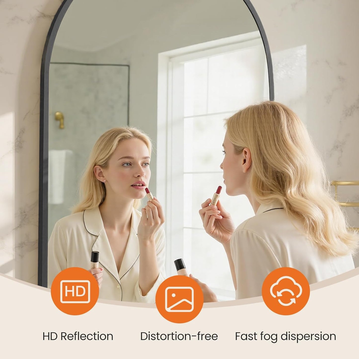 Sweetcrispy 24 Inch Round Wall Mirror with Tempered Glass, Bathroom Mirror Over Sink, Anti-Fog & Waterproof Round Mirror for Bathroom, Entryway, Bedroom, Shatterproof Design, Black