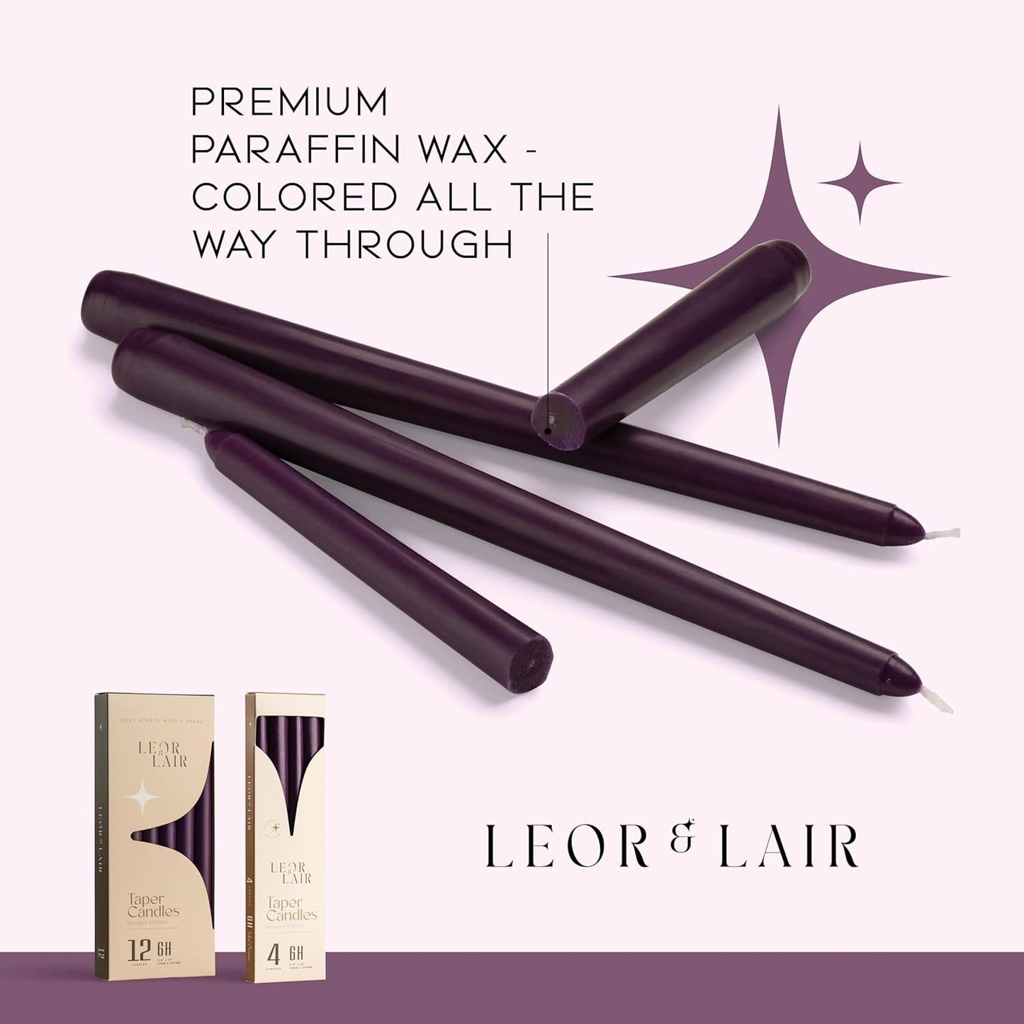 Leor & Lair Ivory Taper Candles - 4 Pack 10" Ivory Candlesticks - Unscented Cream Candle Sticks for Home Decoration, Holiday Tables, Weddings, Restaurants & Business Events