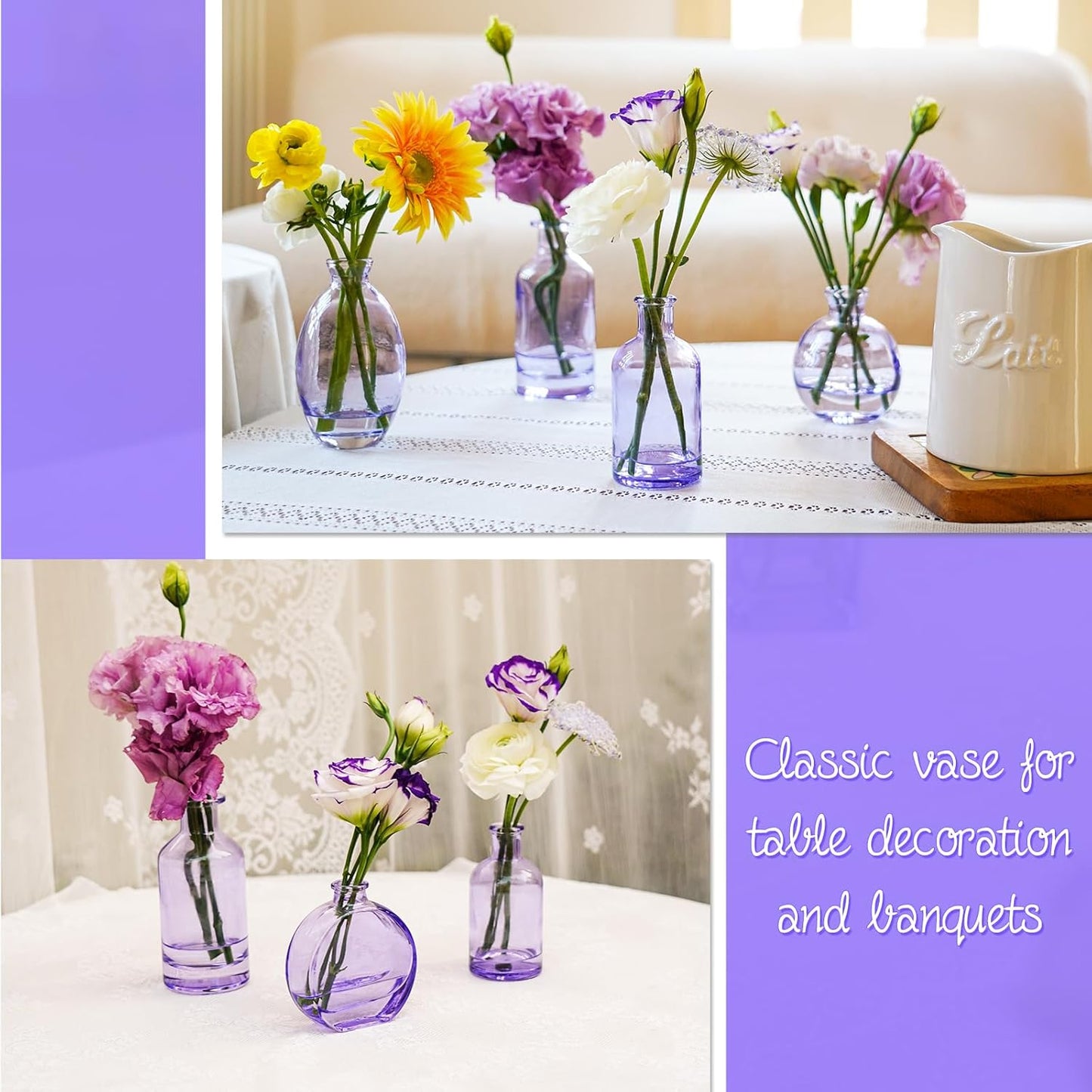 Bud Vases Set of 12, Clear Glass Bud Vase in Bulk, Small Vases for Centerpiece Mini Modern Flower Vase Transparent, Wedding Party Table Home Decor