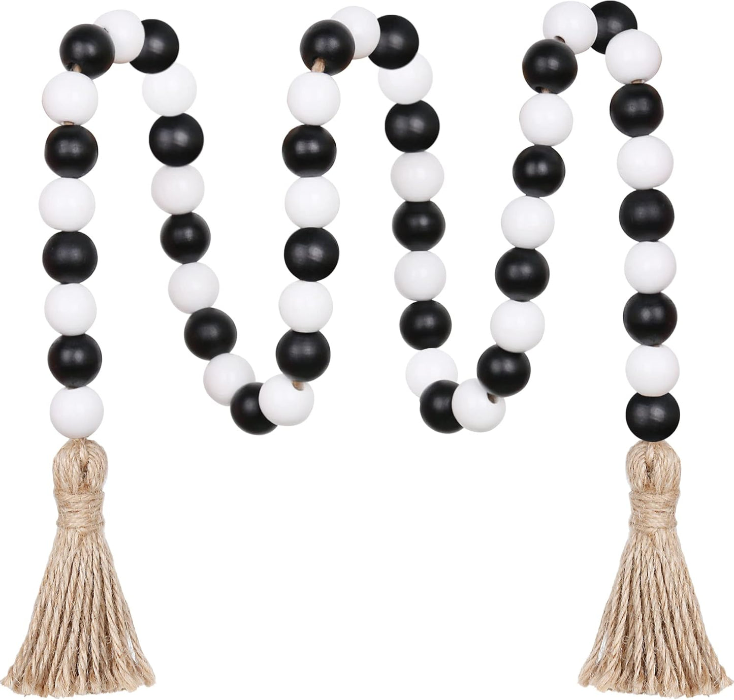 Meplait Wood Bead Garland, 39in Farmhouse Beads with Tassels for Tiered Tray Decor