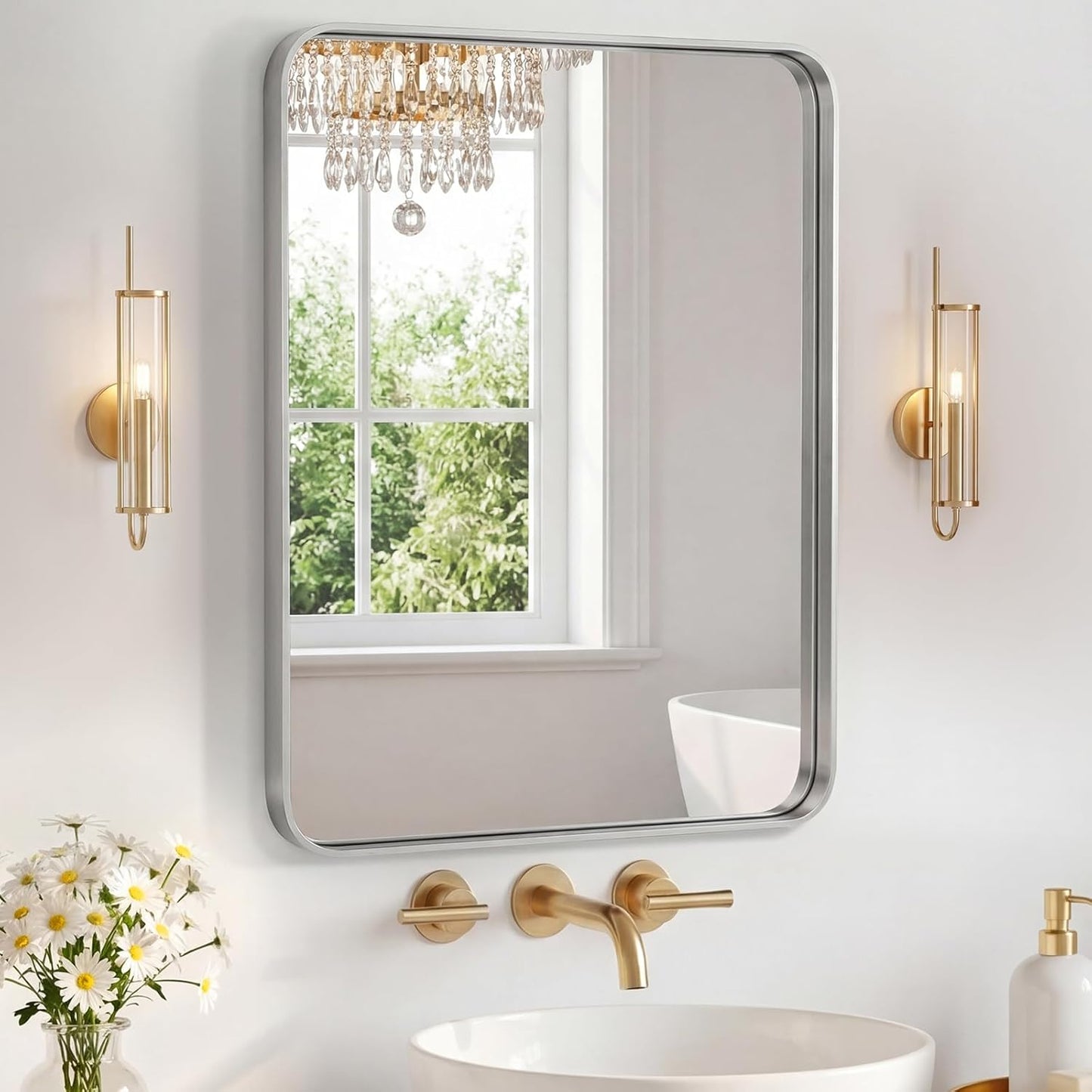 NEWBULIG Gold Round Wall Mirror 36 Inch, Bathroom Mirrors for Over Sink, Wall Decor for Bathroom, Entryway, Bedroom, Vanity