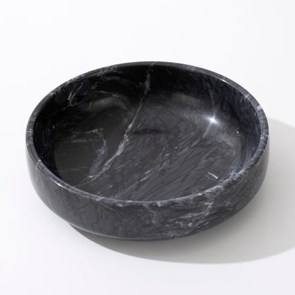 6.7" Large Decorative Bowl, Natural Marble Decorative Bowls for Home Decor, Key Bowl, Candy Bowl, Smudge Bowl, Coffee Tables Centerpiece (Natural Black)