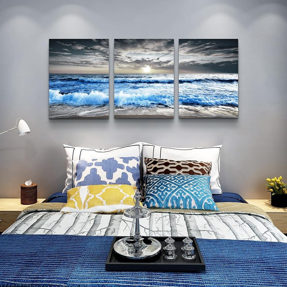 MHARTK66 Wall Art for Living Room Modern Wall Decor for Bedroom Office Decor Abstract Mountain Forest Landscapes Ink Painting 3 Piece Framed Canvas Art Prints Ready to Hang Wall Pictures Home Decor