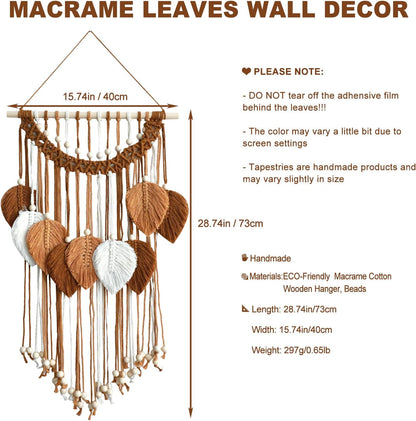 Artilady Macrame Wall Hanging -Handmade Sage Green Leaf Wall Tapestry,Boho Decorations for Bedroom Living Room Bathroom,Earthy Room Decor,Wedding Birthday for Women Girls