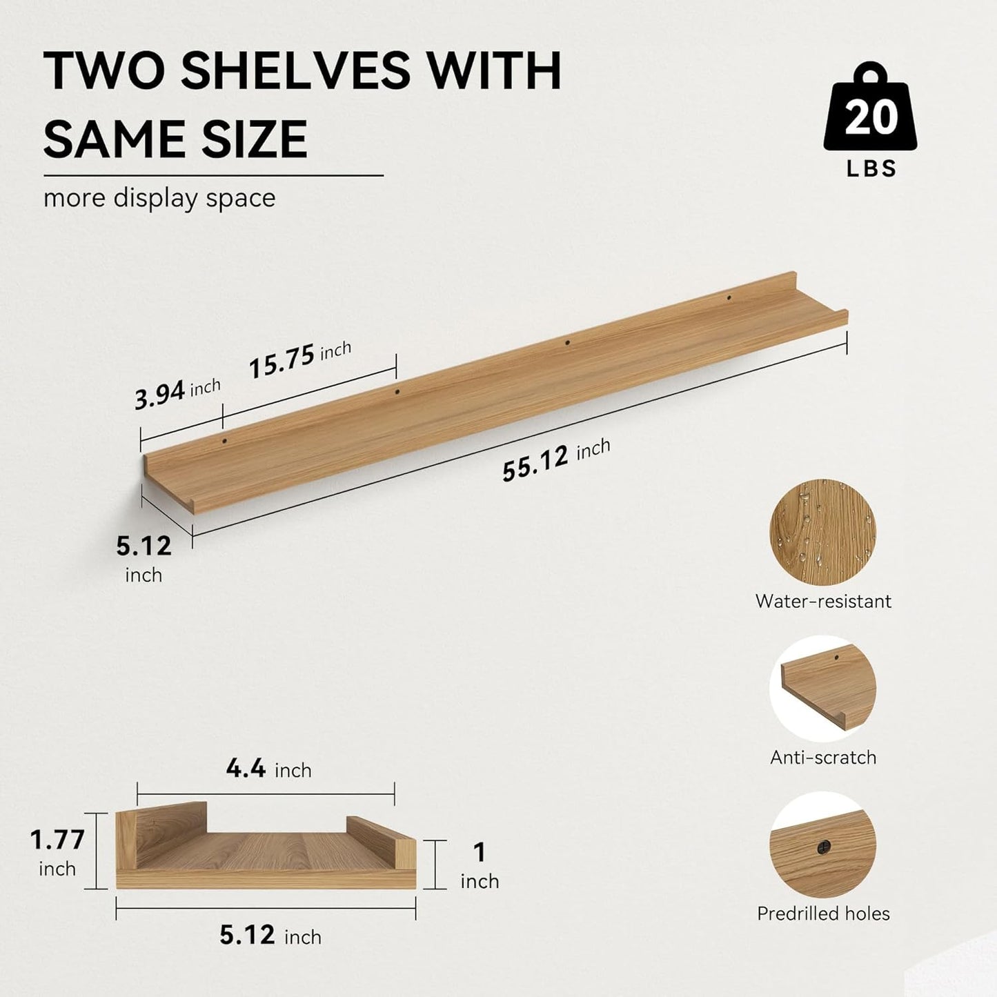 Boswillon Floating Shelves Wall Mounted Set of 2, Modern Black Wall Shelves for Storage with Lip, Display Picture Ledge Shelf for Wall Decor Bedroom Living Room Bathroom Kitchen