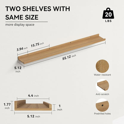 Boswillon Floating Shelves Wall Mounted Set of 2, Modern Black Wall Shelves for Storage with Lip, Display Picture Ledge Shelf for Wall Decor Bedroom Living Room Bathroom Kitchen