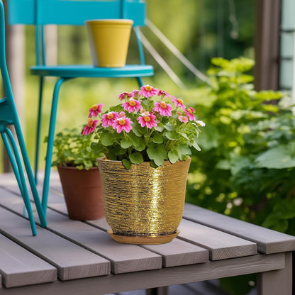 Ceramic Plant Pots - 12 Inch Pots for Plants Indoor Outdoor, Large Round Planter with Drainage Hole and Saucer, Modern Decorative Flower Pot, Home Garden Decor, House Warming Gifts, Blue
